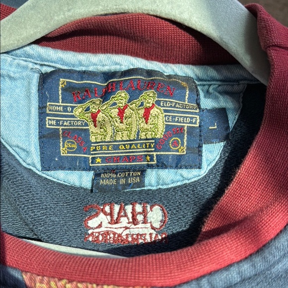 Vintage chaps Ralph Lauren Blue and Red Crewneck Sweater - Picture 2 of 12